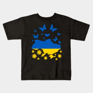 Stand with Ukraine butterflies Kids T-Shirt